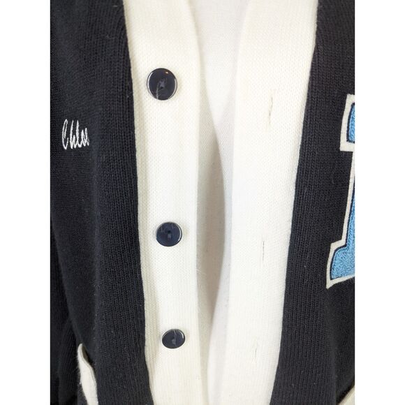 Academia Preppy High School Logo Raiderettes Cardigan Blue Button Size Wms S - Picture 5 of 13